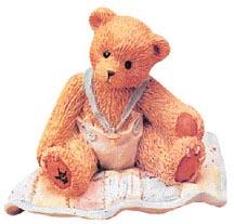Enesco Cherished Teddies Figurine - Baby Boy on Quilt - A Gift To Behold