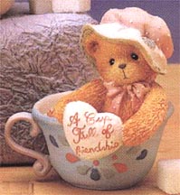 Enesco Cherished Teddies Figurine - Madeline - A Cup Full Of Cheer