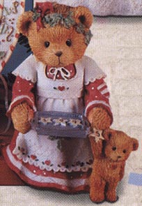 Enesco Cherished Teddies Figurine - Amanda - Here's Some Cheer To Last The Year - Dated 1995