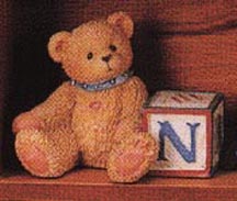 Enesco Cherished Teddies Block Letter - Bear With N Block