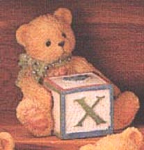 Enesco Cherished Teddies Block Letter - Bear With X Block