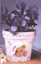 Enesco Cherished Teddies Flower Pot - Mini Flower Pot W/silk Flowers