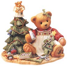Enesco Cherished Teddies Figurine - Lynn - A Handmade Holiday Wish