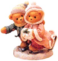 Enesco Cherished Teddies Figurine - Keith And Deborah - The Holidays Are Twice As 'ice