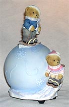Enesco Cherished Teddies Figurine - Havin' A Snowball Musical Globe