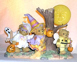 Enesco Cherished Teddies Figurine - Raeven, Toby & Immy - A Frightful Night
