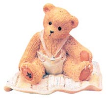 Enesco Cherished Teddies Figurine - Baby Girl On Quilt - A Gift To Behold