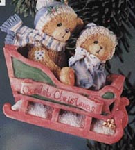 Enesco Cherished Teddies Ornament - Bears In Sled - Bundled Up For The Holidays