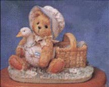 Enesco Cherished Teddies Musical - Bear With Goose - A Friend Always Knows When You Need A Hug