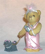 Enesco Cherished Teddies Figurine - Julia Bearon As Gloria Growlette (With Black Dog)