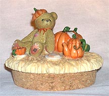 Enesco Cherished Teddies Candle Topper - Boy With Pumpkins