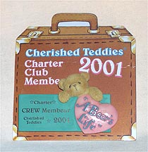 Enesco Cherished Teddies Lapel Pin - 2001 Membearship Lapel Pin (Turquoise With Charter Crew