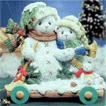 Enesco Cherished Teddies Figurine - Ursula And Bernhard - In The Winter, We Can Build A Snowman
