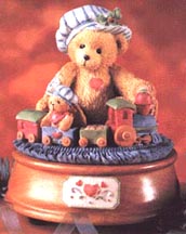 Enesco Cherished Teddies Musical - Thomas - Bear Playing W/train - Sharing The Season Together