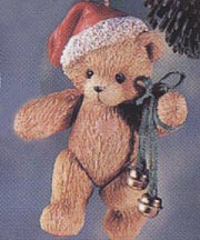 Enesco Cherished Teddies Ornament - Jointed Bear In Santa Cap