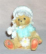 Enesco Cherished Teddies Figurine - Girl In Blue Bonnet And Chick