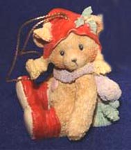Enesco Cherished Teddies Ornament - Bear With Holly On Hat