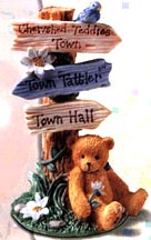 Enesco Cherished Teddies Figurine - Town Tattler Signage Figurine