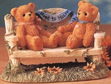 Enesco Cherished Teddies Figurine - Two Bears On Bench - Heart To Heart