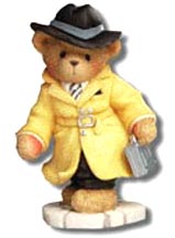 Enesco Cherished Teddies Figurine - T. James Bear (w/yellow Coat And Silver Briefcase,