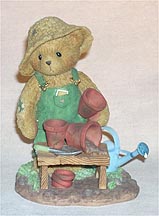 Enesco Cherished Teddies Figurine - Tristan A Good Natured Bear And A Hard Working Gardener