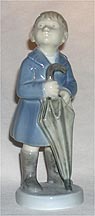 Royal Copenhagen Figurine - April, Boy With Umbrella