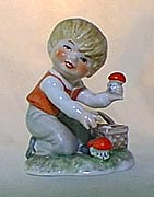 Boy Picking Mushrooms Lore Blumenkinder Figurine