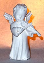 Angel Playing Violin - White Religious Figurine