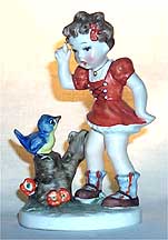 Girl With Bird On Stump Nasha Figurine