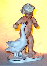 Nude Baby With Goose (Golden Highlights) Figurine