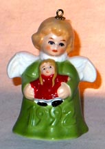 1992 Angel With Doll - Green Angel Bell