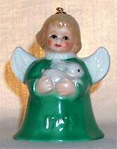 1999 Angel With Bunny - Green Angel Bell