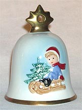 1995 Boy On Sled Annual Christmas Bell Ornament