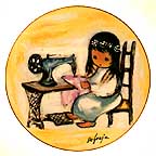 Girl With Sewing Machine collector plate by Ted DeGrazia