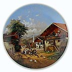 At The Village Fountain collector plate by Christian L&uuml;ckel