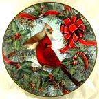 Cardinals In The Holly collector plate by Theresa Pantowicz