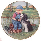 Fishing Buddies collector plate by Patricia Brooks