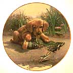 Catch Of The Day - Golden Retrievers collector plate by Jim Lamb