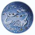 Seven Swans A' Swimming collector plate by Remy Hetreau