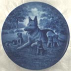 German Shepherd with puppies collector plate by Toni Schoener