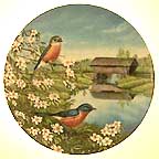 Bluebirds In Spring collector plate by Sam Timm