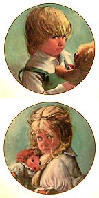 Teddy / Terry - set of 2 collector plate by Sue Etem