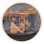 Monet Painting in His Floating Studio by Manet collector plate by Edouard Manet