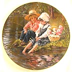 Little Anglers - artist signed collector plate by Sandra Kuck