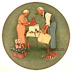 Wrapping Christmas Presents collector plate by Norman Rockwell
