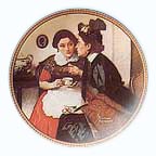 Gossiping In The Alcove collector plate by Norman Rockwell