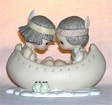 Enesco Precious Moments Figurine - Many Moons In The Same Canoe, Blessum You