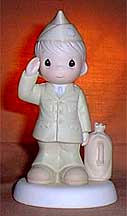 Enesco Precious Moments Figurine - Bless Those Who Serve Their Country - Army 1991