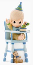 Enesco Precious Moments Figurine - Hip, Hip, Hooray, You're One Year Old Today! - boy