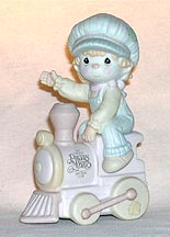 Enesco Precious Moments Figurine - All Aboard For Birthday Club Fun